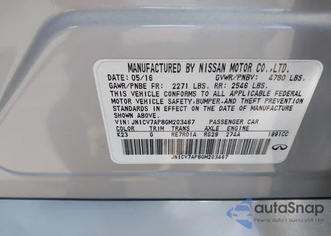 2016 Infiniti Q50 2.0T Base/2.0T Premium из США, поврежденный, VIN JN1CV7AP8GM203467